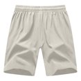 thumbnail image 7 of Men's Shorts Elastic Waistband With Pockets Under $10 Solid Color Polyester Shorts Outdoor Sports Versatile And Casual Five Quarter Pants, 7 of 7