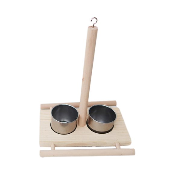 lionlar Bird Feeding Dish Cups Seed Cup with Wooden Platform Parrot Supplies Cage Water L B