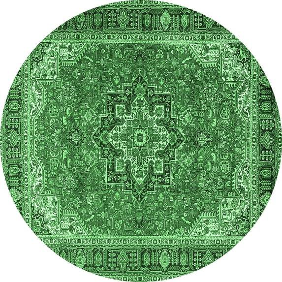 Ahgly Company Indoor Round Persian Emerald Green Traditional Area Rugs, 8' Round