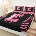 thumbnail image 5 of Erosebridal Pink Drip Letter E Full Size Sheets, Cute Baseball Sport Bed Sheets for Girls and Boys, 4 Pieces, 1 Flat Sheet, 1 Fitted Sheet and 2 Pillowcases, 5 of 6
