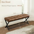 thumbnail image 3 of Dycanpo 44.5" End of Bed Bench,Faux Leather Upholstered Bench with Shoe Shelf, Yellowish Brown, 3 of 11