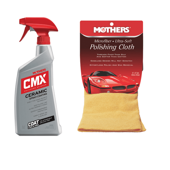 Mother's 01024/155200 CMX Ceramic Spray 24 oz. and Mother's Microfiber Ultra-Soft Polishing Cloth
