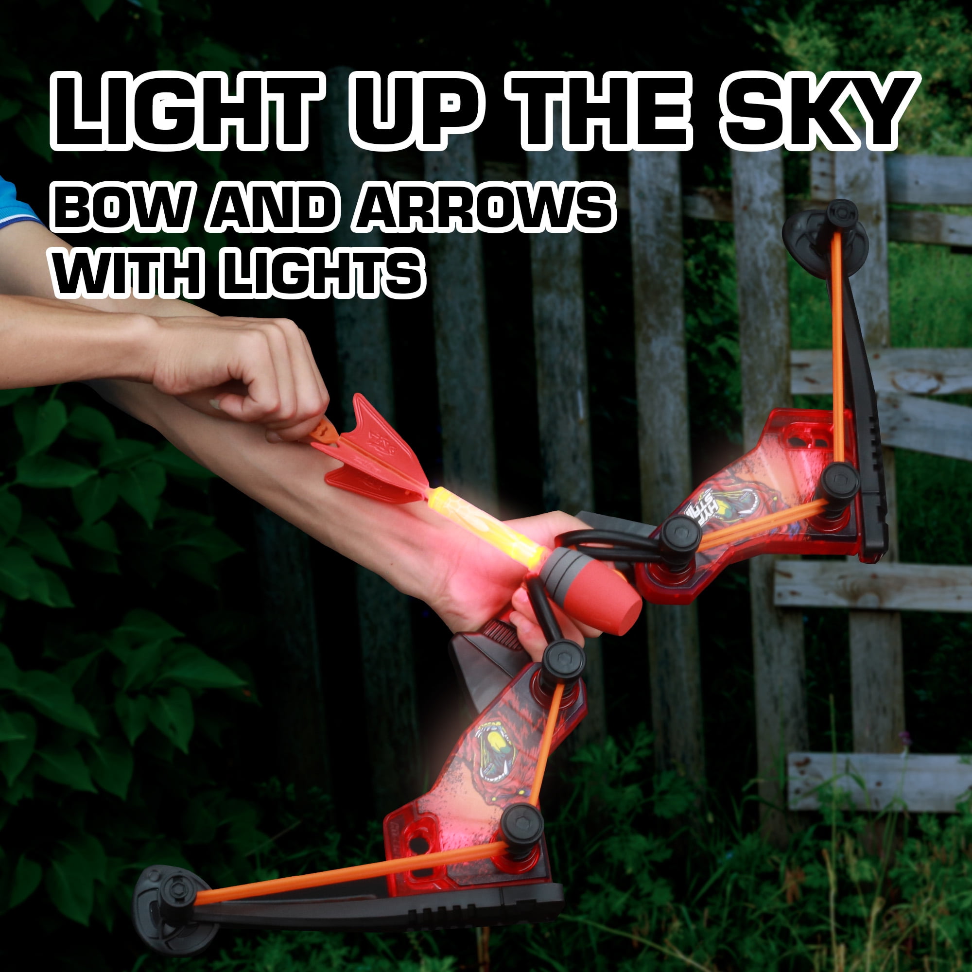 HyperStrike FireTek Bow Archer Pack, Light Up Bow and Light Up Zonic Whistle Arrows