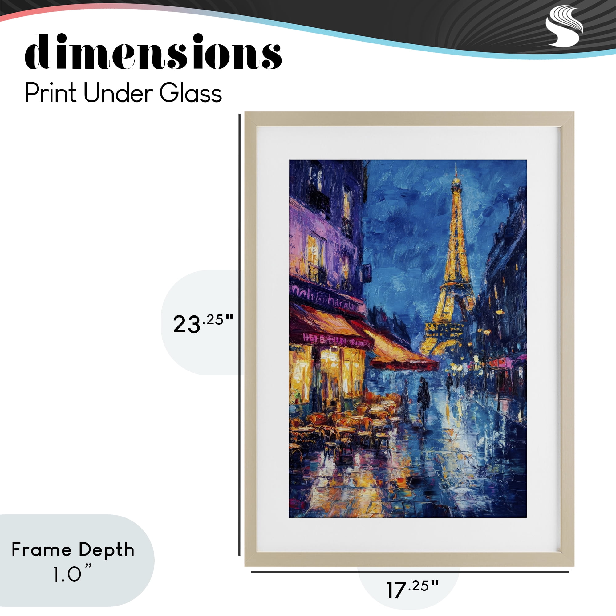 Stupell Industries Dusk Paris Street Scene Birch Framed Print Under Glass, design by Petal Prints Design