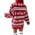 thumbnail image 3 of Gvmfive Women Long Sleeve Print Sweater Jumper Dress Christmas Xmas Party Evening Mini Dresses, 3 of 4