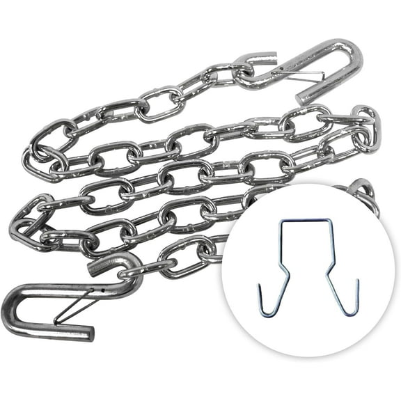 Rizz-Man Manufacturing Trailer Safety Chain with S Hooks on Both Ends & 2-Inch Chain Hanger - 48 Inch Length, 1/4" Diameter, for Reliable Transportation (2000 LB)