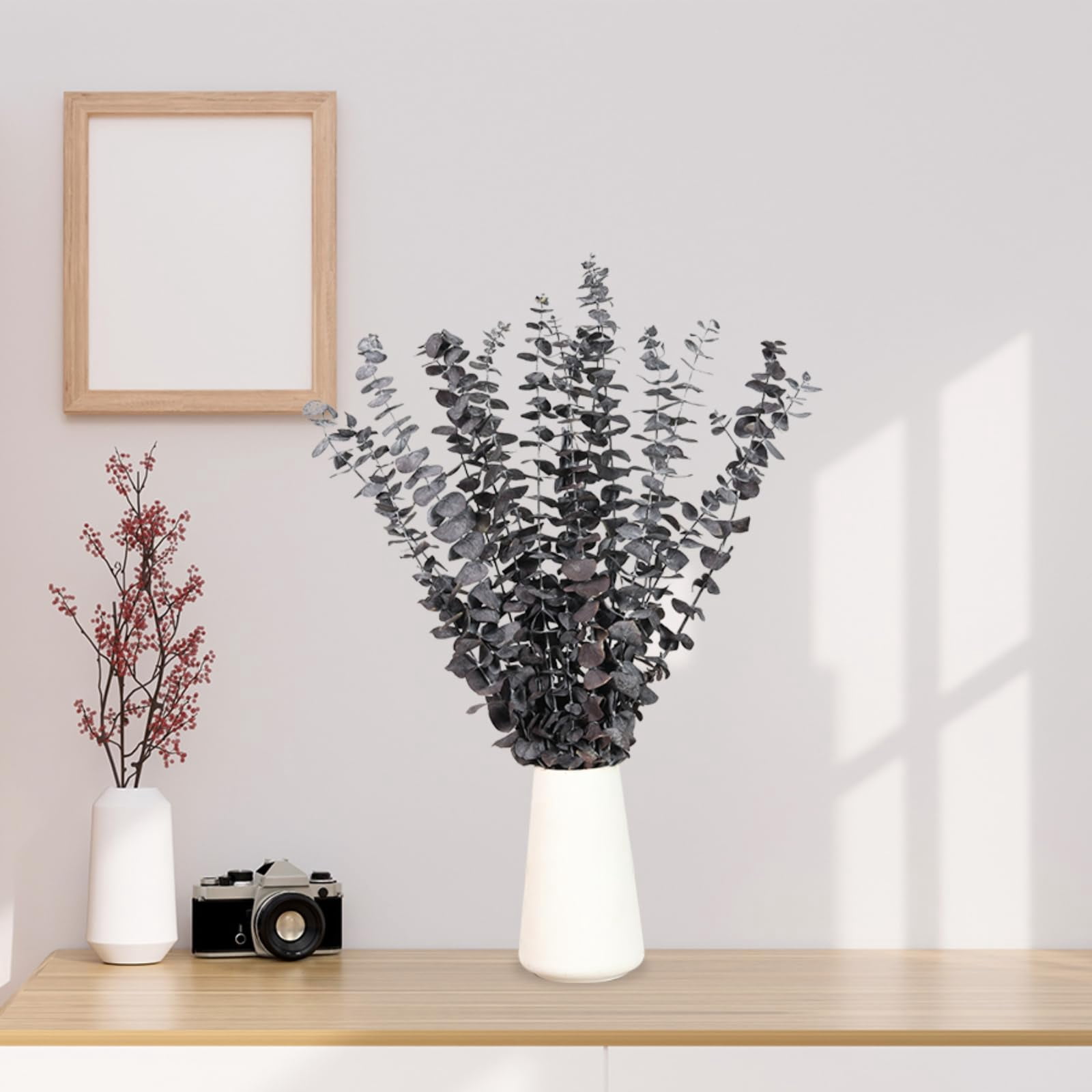 20 Pcs Dried Eucalyptus Stems, 17'' Natural Fresh Eucalyptus Leaves Branches Hanging for Shower, Preserved Real Plant Live Greenery for Home SPA Wall Bathroom Wedding Party Vase Decor