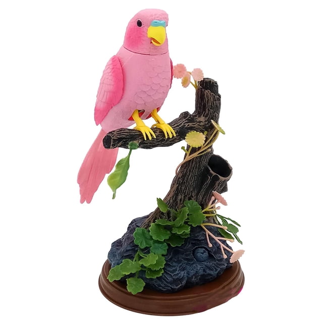 Juguetes eléctricos de estimulación para pájaros, domésticos electrónicos controlados por voz, adornos de decoración para la oficina y el hogar, regalos de cumpleaños para Rosado Hugo Pájaro cantando