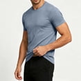 thumbnail image 4 of Men's Shirts, Plus Size for Men T Shirts Short Sleeve Crew Neck Casual Shirts Loose Lightweight Stretchy Shirts Summer Gym Clothes Blue L, 4 of 9