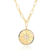 JSJOY 18K Gold Moon Star Lion Evil Eye Pendant Necklace Medallion Paperclip Chain Choker Layering Jewelry for Women Girls