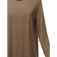 thumbnail image 4 of A2Y Women's Premium Solid Long Sleeve Round Hem Crew Neck Top Shirt Mocha 2XL, 4 of 7