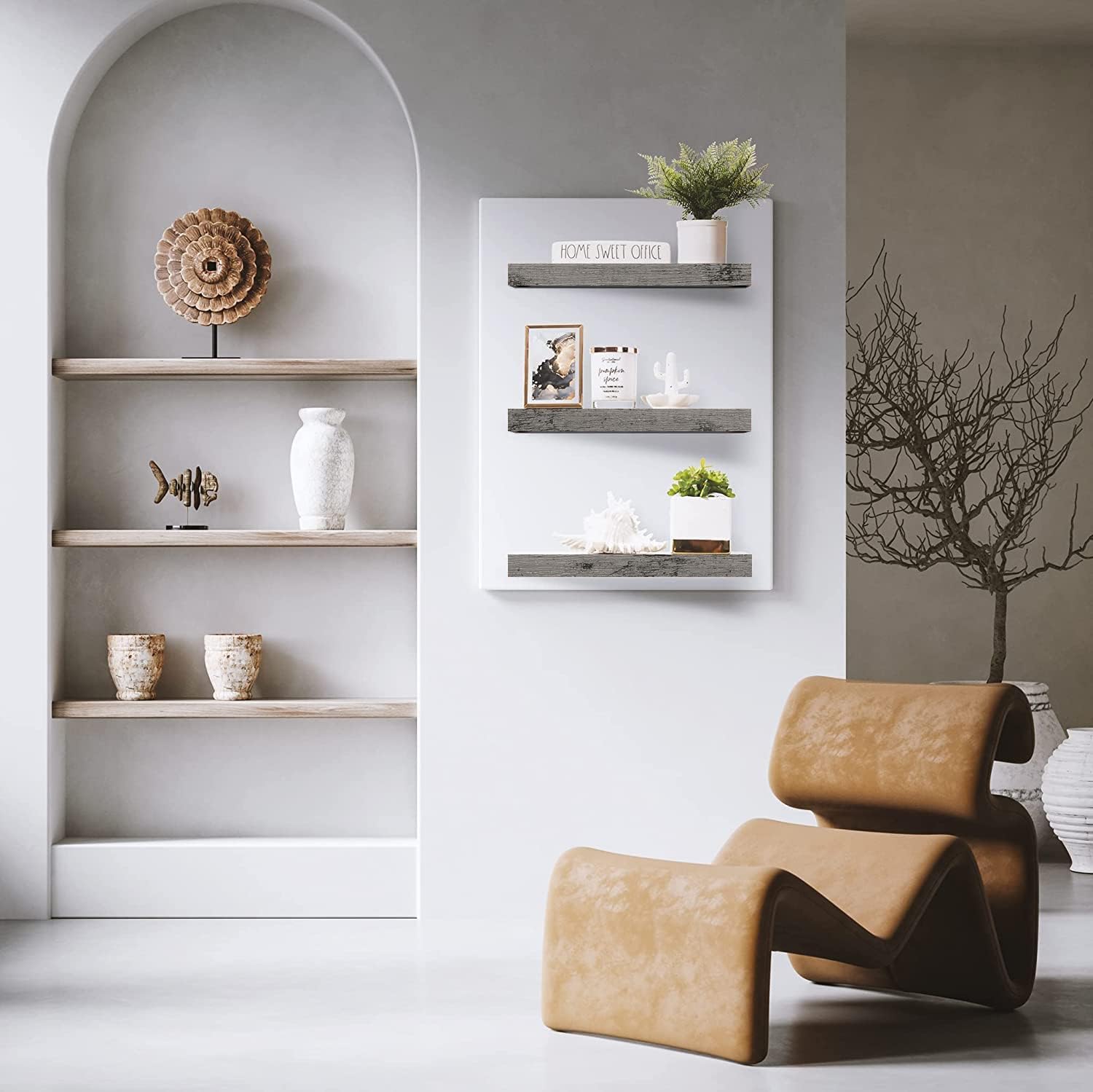 Sorbus Floating Shelves, Rustic Gray, Set of 3 photo 3