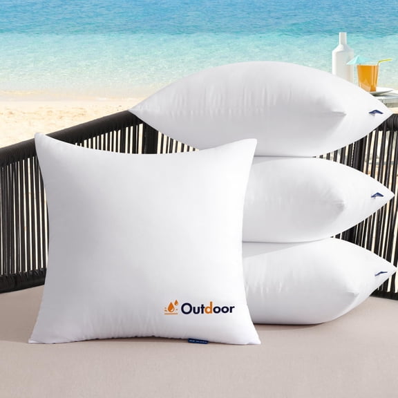 Outdoor Pillows Set of 4 20x20 Waterproof Throw Pillow Inserts | Decorative Water Resistant Pillow Cushion for Patio and Garden
