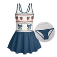 thumbnail image 6 of Tutolipy Strawberry with Bow & Striped Polka Dot Pattern Skirt Sleeveless Bathing Suit, Cute Comfort Girls One Piece Swimsuit with Skirt Bottom for Holiday Summer Size 8-9 Years, 6 of 8