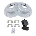 thumbnail image 2 of TRQ Rotor & Brake Pad Posi Metallic Performance Drilled Slotted Rear Kit, 2 of 6