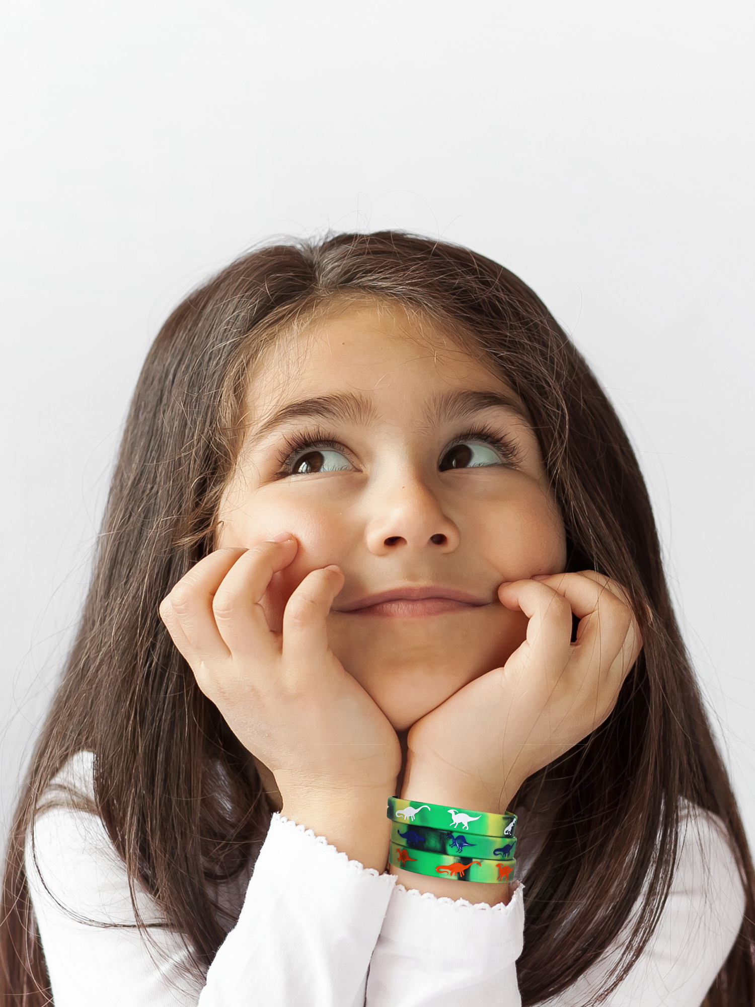 Wonder Nation Rubber Dinosaur Bracelets, Green, 6 Pieces