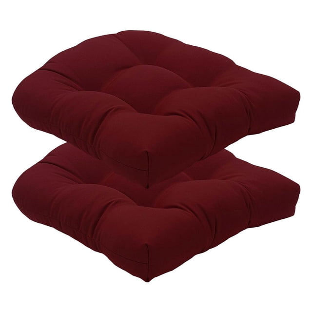 Juego de 2 almohadillas para silla con mechones, cojines para asiento, respaldo , 19 "x 19", para exteriores e interiores, para muebles de - Rojo rojo Sunnimix cojines de asiento con mechones