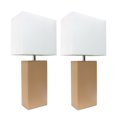 thumbnail image 1 of Elegant Designs 2 Pack Modern Leather Table Lamps with White Fabric Shades, 1 of 3