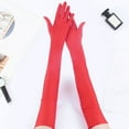 thumbnail image 1 of YAOBAMM Charming Gloves 1 Pair Solid Color Full Fingers Elastic Smooth Soft Breathable Elbow Length Bride Wedding Stage Performance, 1 of 6