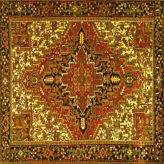 Ahgly Company Indoor Square Persian Yellow Traditional Area Rugs, 4' Square