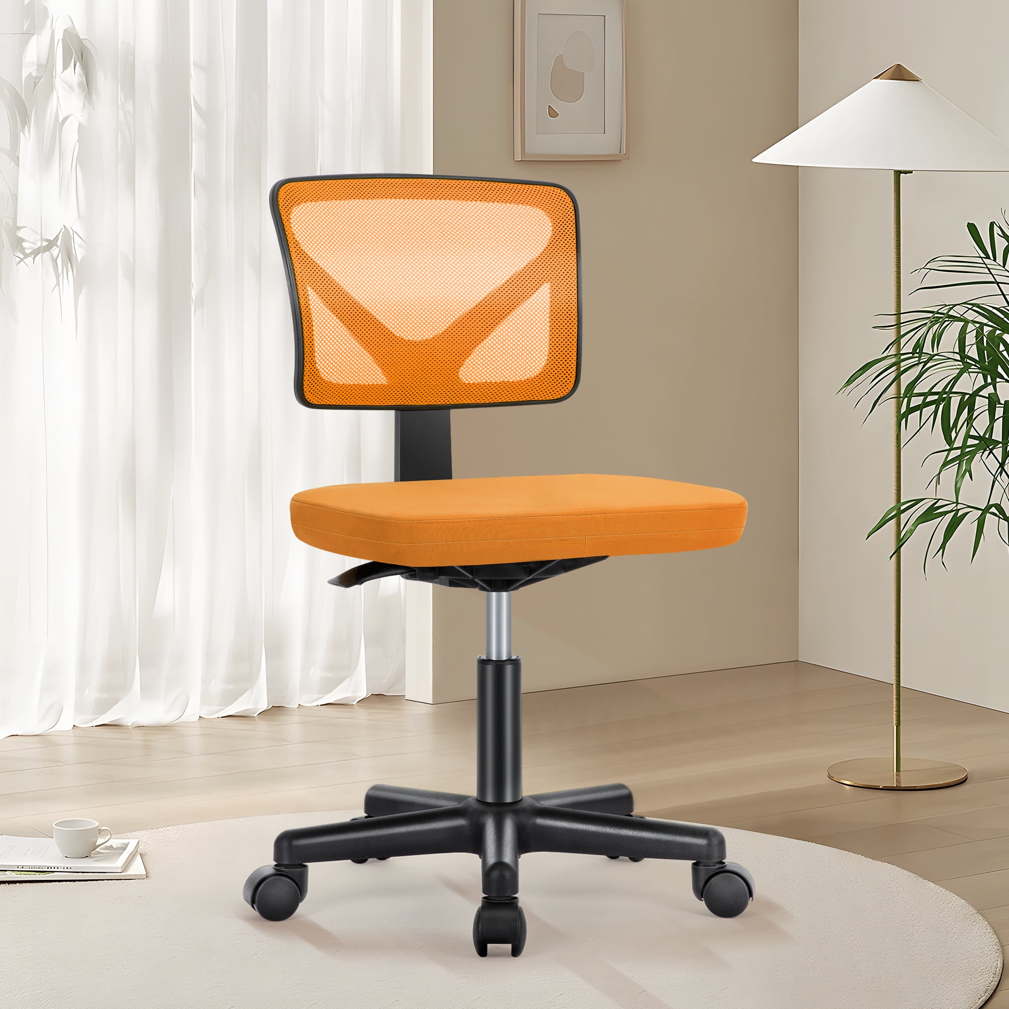 CONCETTA Mesh Office Desk Chair with Ergonomic Low-Back, Armless Design, Rolling Swivel Chair with Wheels, Orange