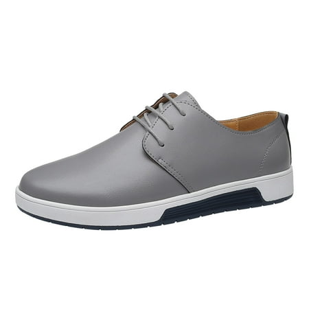 XDDST Sneakers for Men Summer Style Men s Breathable Comfortable Business Lace Up Leisure Solid Color Leather Shoes
