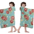 thumbnail image 4 of Pioneer Flower Floral Print Pattern Hooded Bath Towel，60"x35" for Ages 3 To 12 Kids, Quick Dry Lightweight Soft Microfiber Hood Beach Towel Cover Up for Kids, 4 of 7