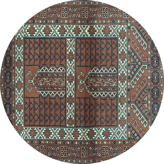 Ahgly Company Indoor Round Southwestern Light Blue Country Area Rugs, 4' Round