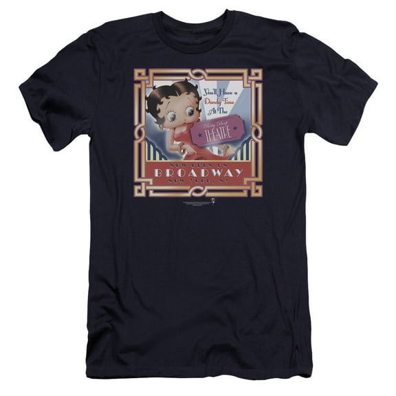 Betty Boop On Broadway Premium Canvas T-Shirt Adult Slim Fit 30/1 Navy