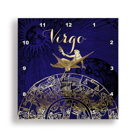 3dRose, Virgo Symbol Astrology Wheel Zodiac Sign Horoscope, 10x10 Wall Clock