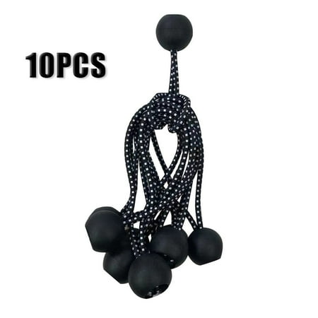 

Dreamhall Ball Bungee Cords 10Pcs Heavy Duty Bungie Cord Balls Canopy Tarp Tie Down Bungee Balls for Camping Shelter Cargo Tent Poles Black