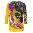 thumbnail image 5 of TSADFHJI Hauts pour Femmes Manches Longues Élégants Joyeuses Fêtes Imprimé Manches 3/4 Col Rond T-Shirt Blouse L Jaune, 5 of 5