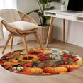thumbnail image 4 of Round Rugs 3Ft, Orange Pumpkins Fall Round Area Rug Washable Indoor Throw Carpet, Watercolor Sunflower Botanical Small Non Slip Circle Rug for Bedroom Living Room Home Decor Aesthetic, 4 of 8