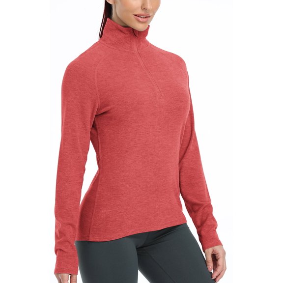 icyzone Quarter Zip Pullover for Women Thermal Long Sleeve Shirts Fleece Jacket