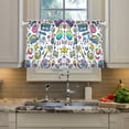 thumbnail image 2 of Yayeee Kitchen Curtains Tier Pair Light Filtering 27"x36" Rod Pocket Short Cafe Window Panel, Blue Doodle Pattern, 2 of 7