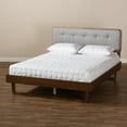 thumbnail image 7 of Baxton Studio Natalia Mid-Century Modern Light Grey Fabric Upholstered and Ash Walnut Finished Wood King Size Platform Bed, 7 of 7