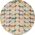 thumbnail image 1 of Ahgly Company Machine Washable Indoor Round Abstract Dark Almond Brown Area Rugs, 4' Round, 1 of 7