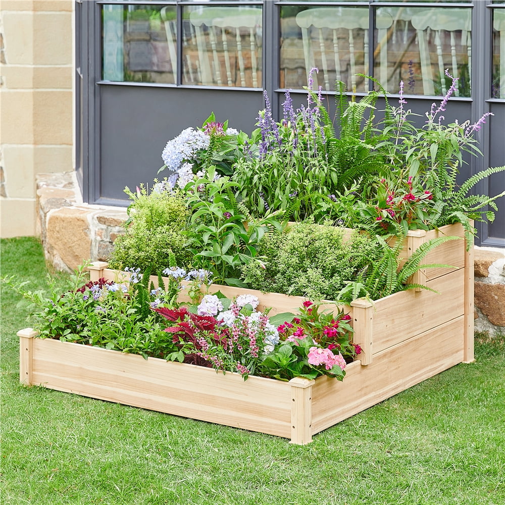 Yaheetech 3 Tier Elevated Raised Garden Bed Planter Box, Wood