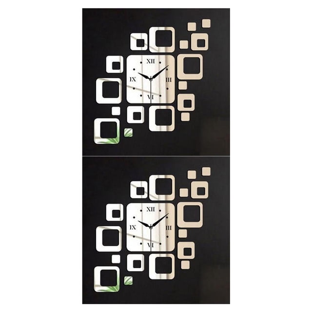 Billuyoard 1 juego moderno 3D acrílico reloj de pared cuadrados espejo de cuarzo pegatinas de pared moderno DIY pegatinas papel tapiz reloj