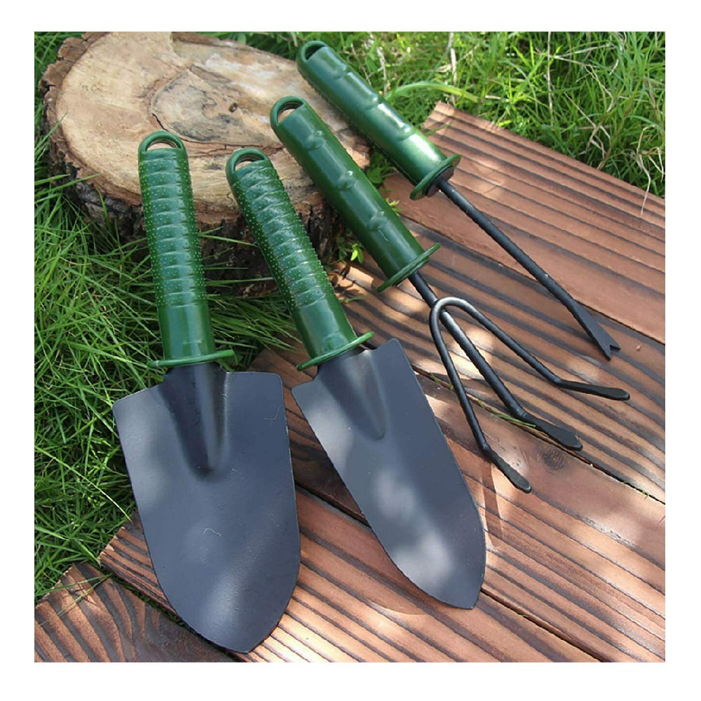 4PCS Deli Garden Hand Kit Trowel Fork Shovel Hoe Rake Home Gardening Tools Set 
