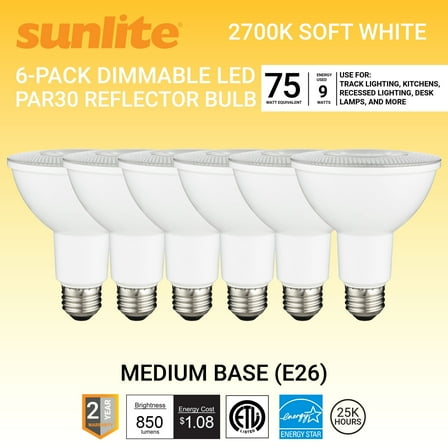 LED PAR30 Light Bulb Warm White 9 watt 6pc