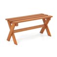 thumbnail image 5 of 36" Outdoor Wood Bench - Teak Oil Finish Patio Dining Bench - Solid Hardwood Backless Bench for 2 - Garden Furniture, 5 of 9