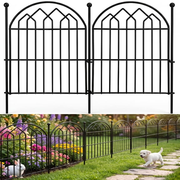 Decorative Garden Fence (10 Panels), Rustproof Metal No Dig Arched Garden Border Fencing with Stakes, Small Animal Barrier Flower Bed Fence for Yard Patio Outdoor Decor