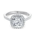 thumbnail image 2 of Oceana - Moissanite Cushion Cut Lab Diamond Halo Engagement Ring with Sidestones, 2 of 4