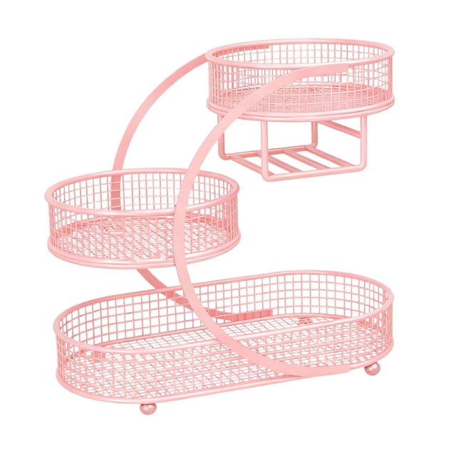 Soporte para cesta de frutas, cesta para verduras, frutero para aperitivos en la encimera Rosa