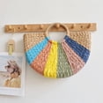 thumbnail image 4 of Bolso de mujer de ratán, bolso de mujer de paja de mimbre, bolso semicircular, bolso de paja tejido de playa 2024, bolso de mano de gran capacidad con parte superior en forma de luna de verano, 4 of 5