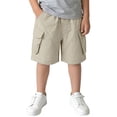 thumbnail image 3 of QIUOMBBP Athletic Quick Dry Shorts for Boys Solid Color Cargo Short Pants with Pockets Loose Summer Bottoms Beige 6Years, 3 of 9