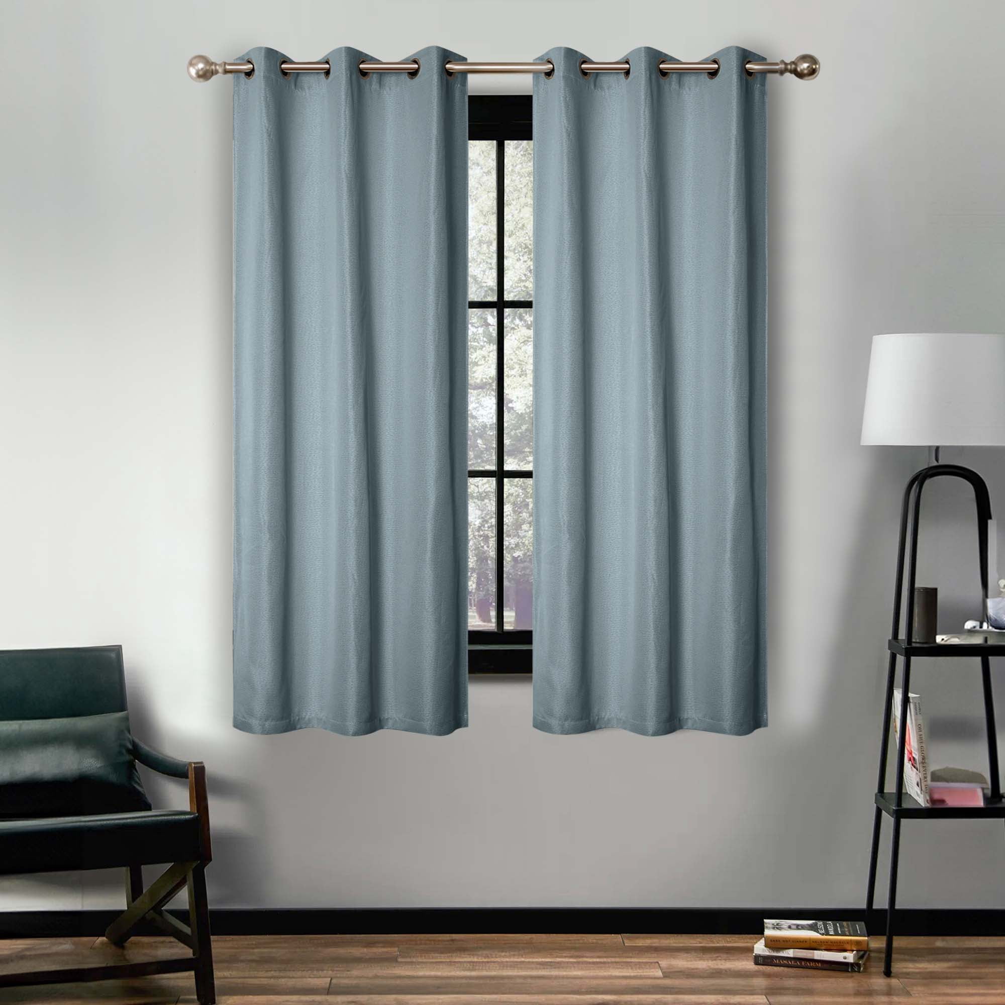 Superior Linen Blackout Curtains Set of 2, Grommet Header Curtain Panel Pair, Teal, 42"W x 63"L