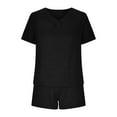 thumbnail image 5 of LYXSSBYX Womens Pajama Sets Women's Home Clothing Pajama Set Knitted Fabric Short Sleeved Shorts Two-Piece Set, 5 of 9