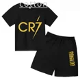 thumbnail image 4 of Conjunto de 2 piezas de camiseta y pantalones cortos con estampado de estrellas CR7 para niños y niñas de 3 a 13 años, ropa para niños, traje deportivo informal de moda Sunshine, 4 of 5